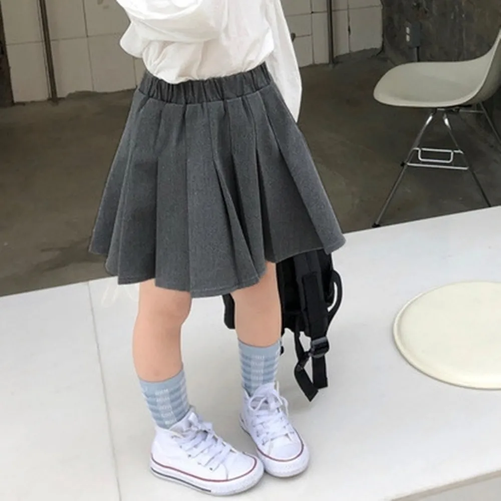 【橘魔法】深灰百褶裙 女童 兒童 童裝 短裙 裙子 半身裙 學院風 制服 校園 學生 表演