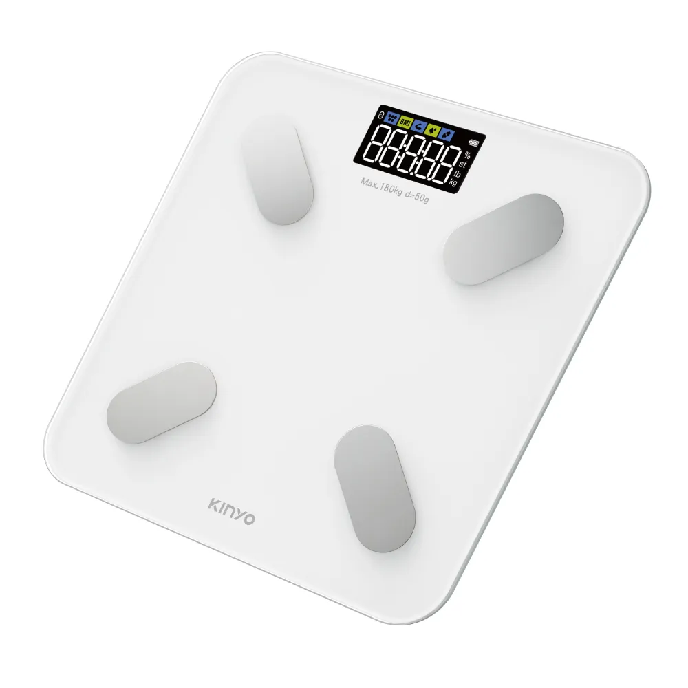 【KINYO】VA彩色螢幕家用藍牙體脂計 體脂機 體重計 BMI APP數據追蹤(DS-7322)