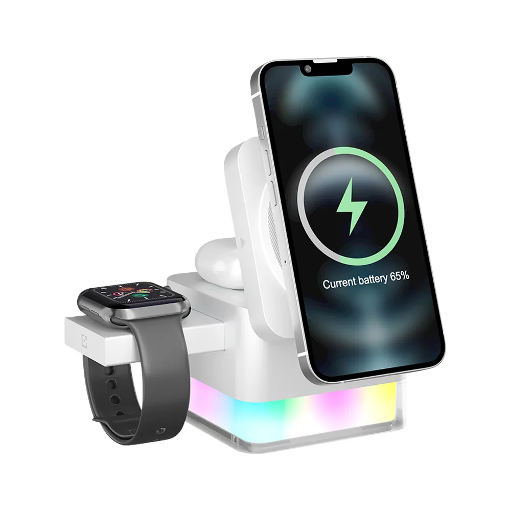 【mimax 米覓】Y030 三合一智慧無線充電器(iPhone/Airpods/Apple Watch 桌上型 充電盤 Magsafe)