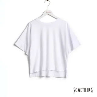 【SOMETHING】女裝 經典寬版剪裁設計短袖T恤(白色)