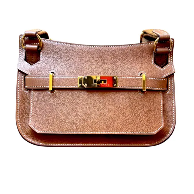 【Hermes 愛馬仕】HERMES MINI JYPSIERE金棕金扣/B刻