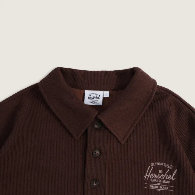 【Herschel】官方直營 男款 女款 襯衫領素面長袖上衣 米白色/身卡其色