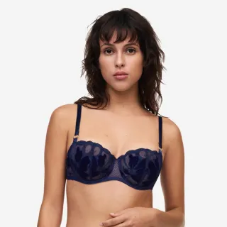 【Chantelle 仙黛爾】Fleurs Signature.專櫃 法式 半罩 網紗無襯 性感 女內衣 藍特.12Q50_0DI(刺繡蕾絲)