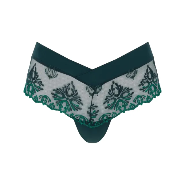 【Chantelle 仙黛爾】Champs Elysees.專櫃 漸層蕾絲 性感 無痕 四角 丁字女內褲 綠特.26040_B13(刺繡蕾絲)