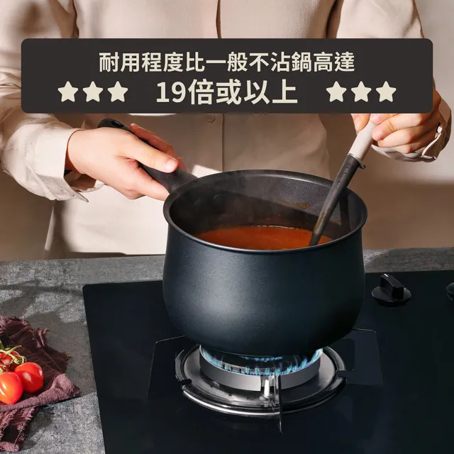 【MEYER 美亞】全黑陽極陶瓷 湯鍋18cm 含鍋蓋 不沾鍋 鎧甲系列(IH/電磁爐適用)