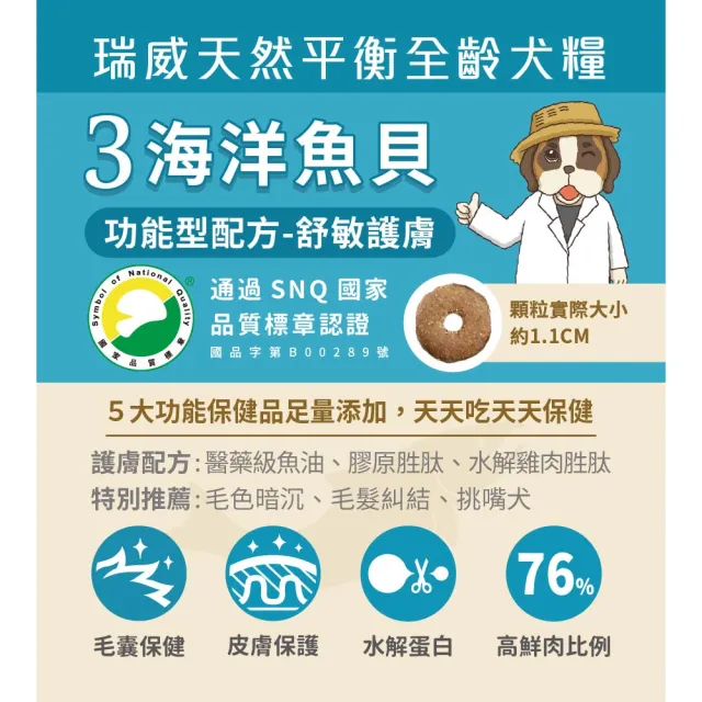 【Real Power 瑞威】天然平衡 犬糧3號 海洋魚貝 舒敏護膚配方 4kg(全齡犬 狗乾糧 狗飼料 SNQ)