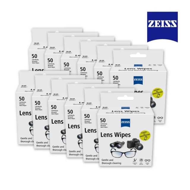 【ZEISS 蔡司】光學拭鏡紙600片 50入*12盒(適用眼鏡、3C螢幕、鏡頭、泳鏡)