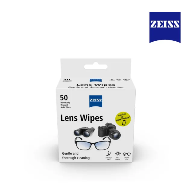 【ZEISS 蔡司】光學拭鏡紙50入(適用眼鏡、3C螢幕、鏡頭)