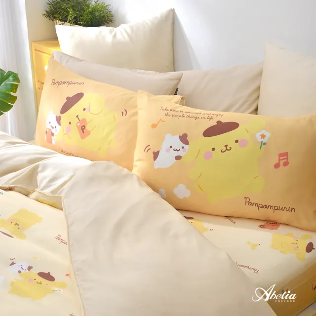 【Great Living 格蕾寢飾】Abelia《Sanrio-布丁狗好友時光》天絲防蹣抗菌吸濕排汗兩用被(雙人180x210cm)