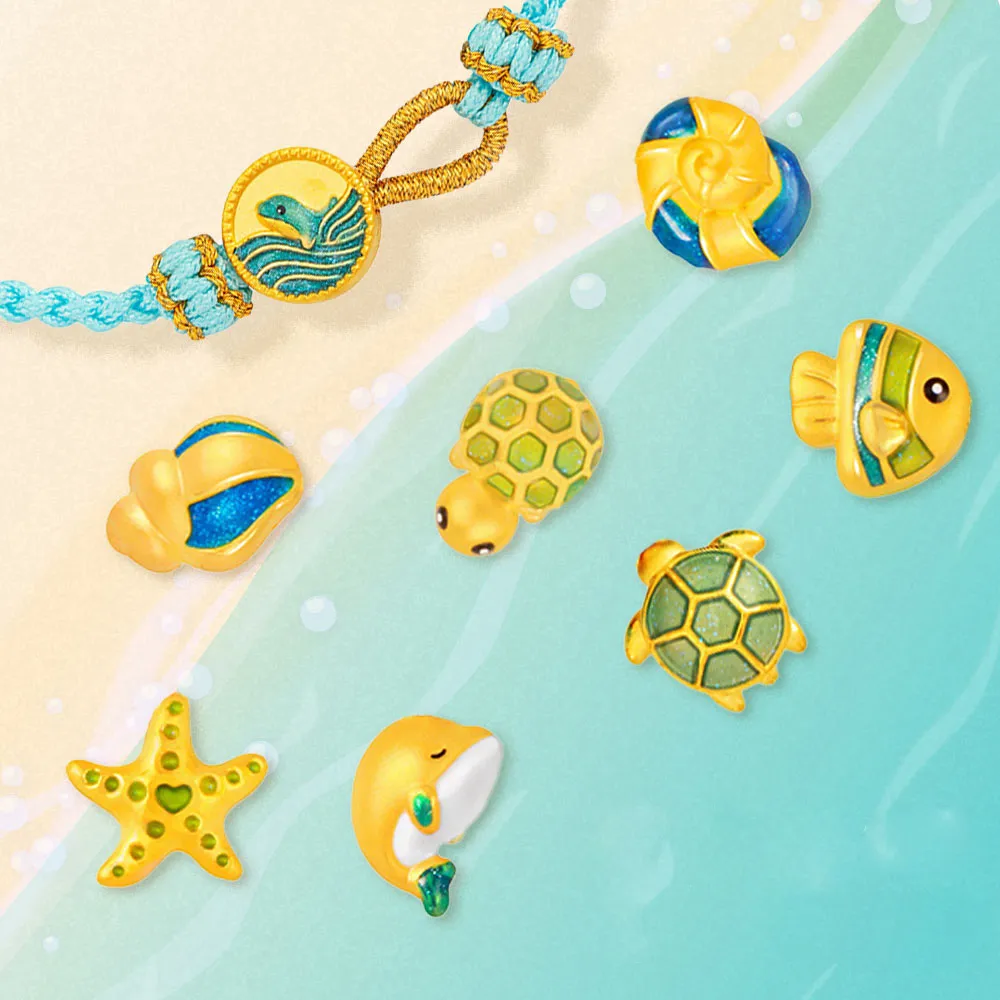 【Just Gold 鎮金店】海洋之韻-任選 黃金手繩(網路限定)