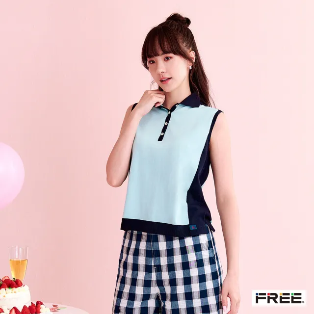 【FREE】有機棉撞色POLO背心(3色)