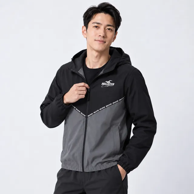 【HOLLISTER Co】HCO 海鷗 文字運動防風防潑水連帽風衣外套-多色選 上衣(舒適百搭/平輸品)