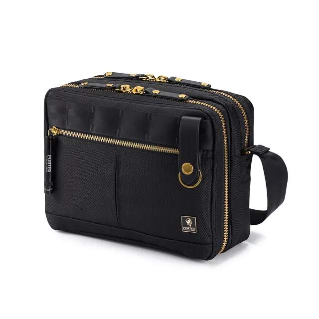 【PORTER INTERNATIONAL】自信經典NEW HEAT雙層斜背包(黑)