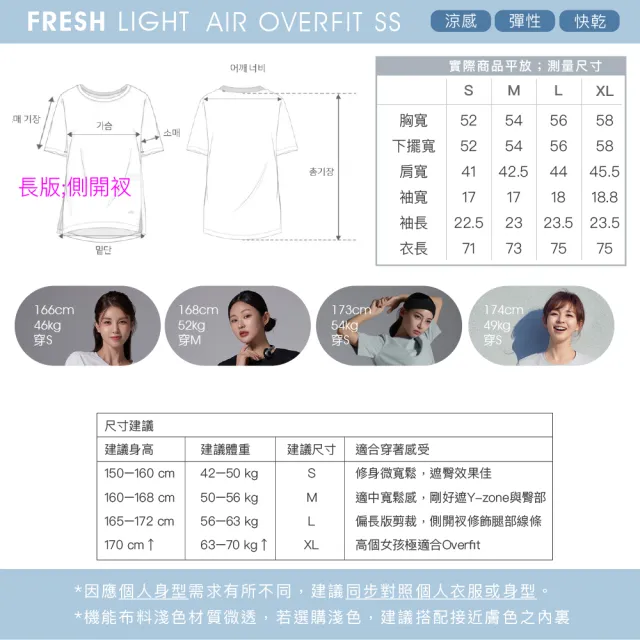 【STL】韓國 FRESH light Air OverFit 涼感 蓋臀 快乾 女 運動機能 長版 開衩 短袖上衣(ClassicPink寶寶粉)