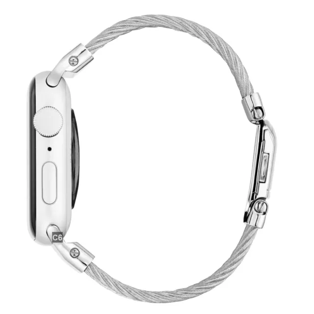 【CHARRIOL 夏利豪】預熱賣款 Apple Watch蘋果42/44/45㎜適用 Celtic鋼索錶帶 C6(AW.51.C01/M)