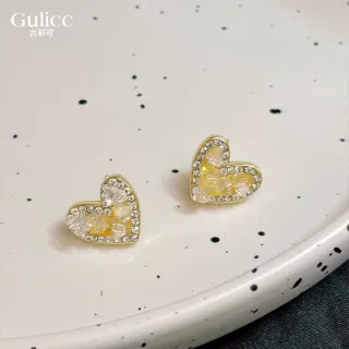 【Gulicc 古莉可】法式香檳愛心 耳環(雙11 生日 飾品 耳釘 耳飾 耳墜 禮物)