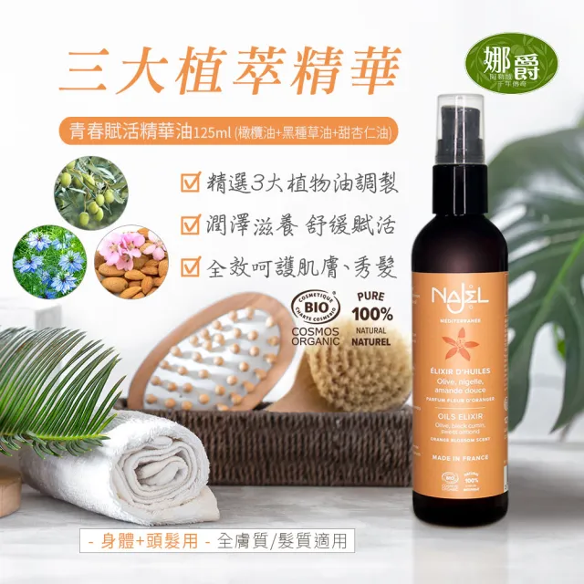 【NAJEL】買1送1阿勒坡護理油80/125ml(蓖麻油/摩洛哥堅果油/沙漠椰棗油/梔子油/青春賦活精華油)