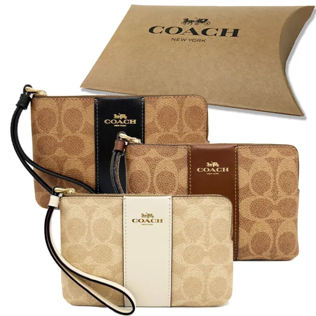 【COACH】C  LOGO直紋零錢包/手拿包禮盒(多款選一)