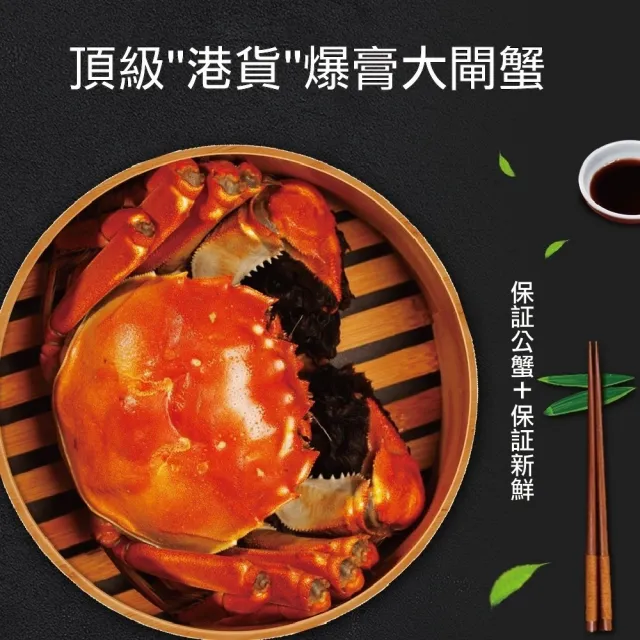 【三頓飯】正宗港A等級江南精品大閘蟹(共8隻_5.2-5.8兩/隻) 保證活蟹直送