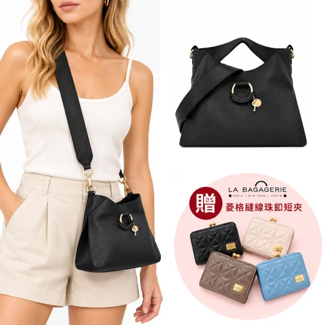 【See by Chloe’】JOAN粒面牛皮手提/斜背包(黑色)