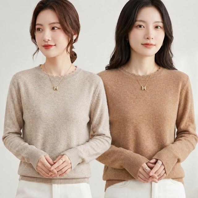 【NEW FORCE】質柔花邊柔軟打底女上衣(女上衣/打底衫/針織衫/長袖/圓領上衣/保暖上衣)