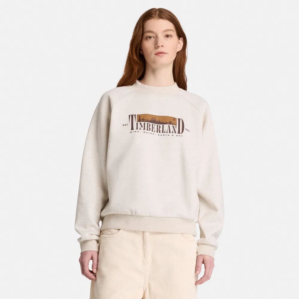 【Timberland】女款白色刷毛圓領長袖上衣(0YH5D546)