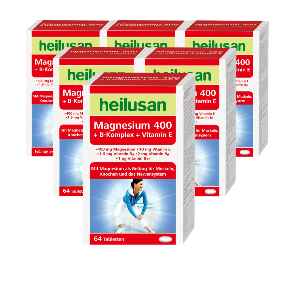 【Heilusan 好立善】鎂+B群+E高效活力錠64錠6入組(幫助入睡.醣類代謝.鎂有助心臟.肌肉及神經正常功能)