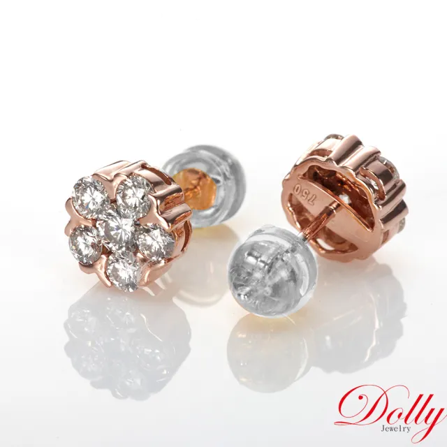 【DOLLY】18K金 天然鑽石1.20克拉F/VS玫瑰金耳環 高級訂製珠寶 奢華質感 浪漫送禮