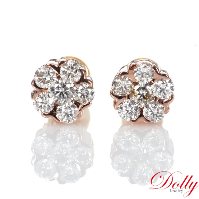 【DOLLY】18K金 天然鑽石1.20克拉F/VS玫瑰金耳環 高級訂製珠寶 奢華質感 浪漫送禮