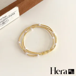 【HERA 赫拉】日韓簡約清新金線珍珠多股髮圈五入組 H115100704(金線 珍珠 多股髮圈 五入組)