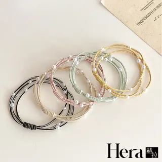 【HERA 赫拉】日韓簡約清新金線珍珠多股髮圈五入組 H115100704(金線 珍珠 多股髮圈 五入組)