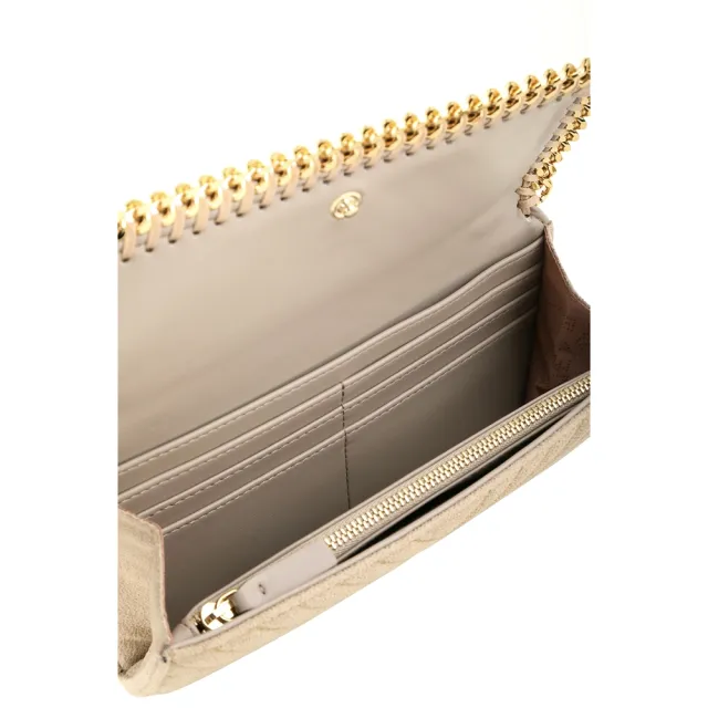 【Stella McCartney】Falabella 絎縫鍊條滾邊釦式長夾(駝膚色 皮夾 錢包)