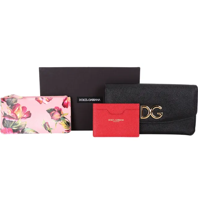 【DOLCE&GABBANA 杜嘉班納】拼色多功能長夾 附可拆零錢袋x卡片夾(皮夾 錢包)