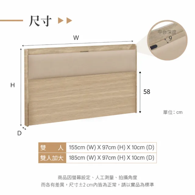 【IHouse】沐森 雙大6尺 房間2件組(夜燈充電床片、收納抽屜+掀床底)
