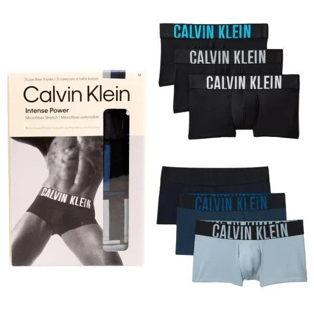【CALVIN KLEIN】CK男內褲 Intense Power超細纖維寬版腰帶短版合身男四角褲 低腰四角褲 3件組(多款任選)