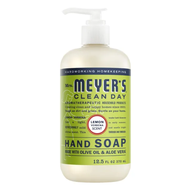 【Mrs.Meyers 梅耶夫人】檸檬馬鞭草香氛洗手乳x2+護手霜x2 4入組(芳香純露 神聖的花 淡綠色)