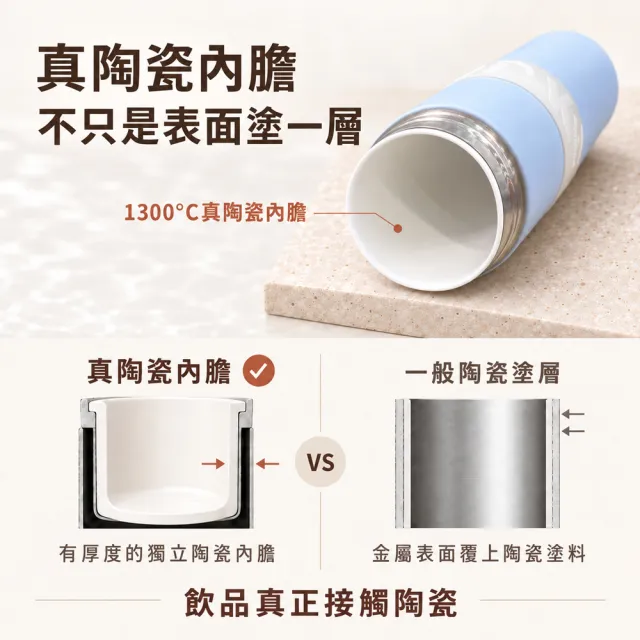 【IKUK 艾可】真陶瓷保溫杯-第二代大Q彈蓋保溫保冰杯800ml(吸管杯/保溫瓶/冰壩杯/大容量保冰杯/環保杯)