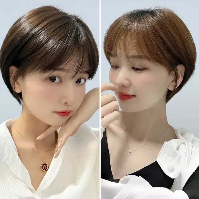 【LEEHER】波波頭假髮/假髮/髮套/層次假髮/短直髮假髮/真髮假髮/短髮假髮/女生假髮/頭套假髮/