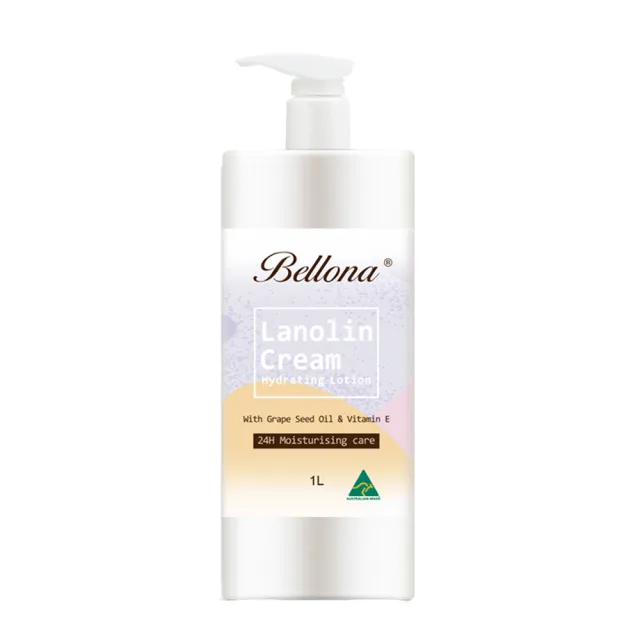【Bellona】綿羊霜滋潤身體乳液含葡萄籽油及維他命E(1L/瓶-2入組)