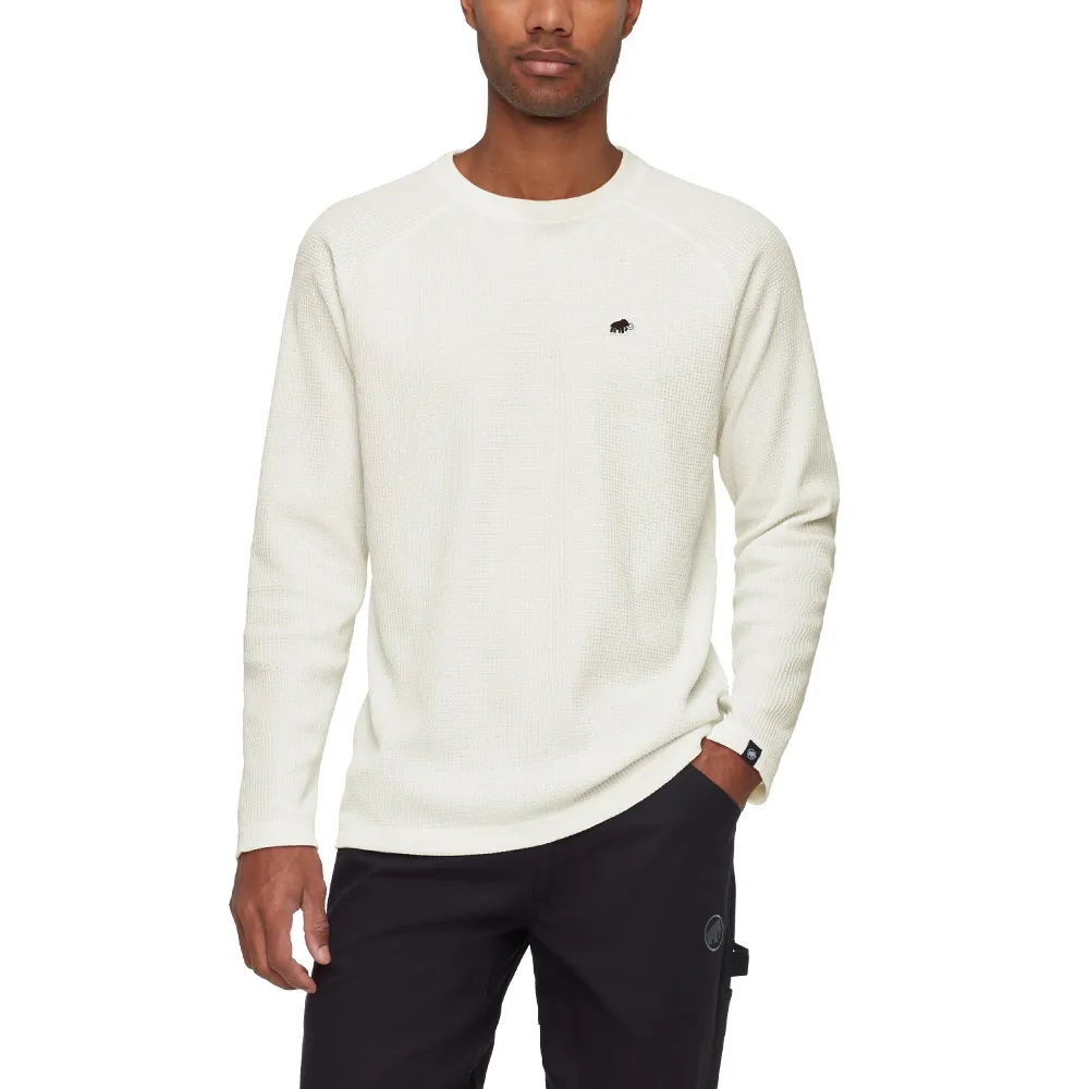 【Mammut 長毛象】Waffle Longsleeve AF 格紋快乾長袖T恤 白色 中性款 #106147