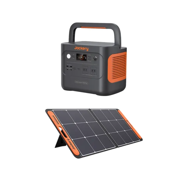 【Jackery】1000Plus 太陽能充電組合包100W(充電器 BSMI R34851 露營 逐露天下)