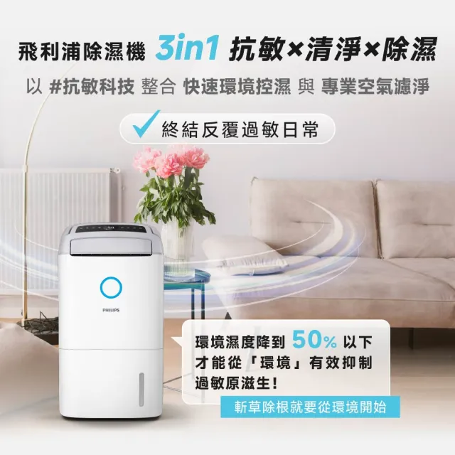 【Philips 飛利浦】乾爽清淨雙效組★DE5306/81除濕機+AC0819清淨機
