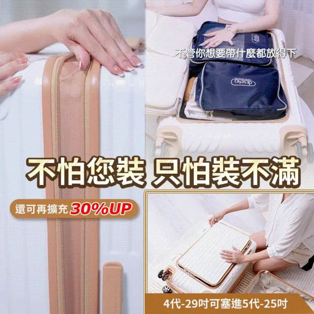 【Deseno 笛森諾】尊爵傳奇V-25吋前開可擴充拉鍊行李箱(多色任選-建議加購專屬箱套)