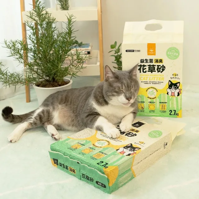 【汪喵星球】益生菌消臭豆腐砂2.7kg*6包組 (米粒型/條型) (貓砂、豆腐砂)