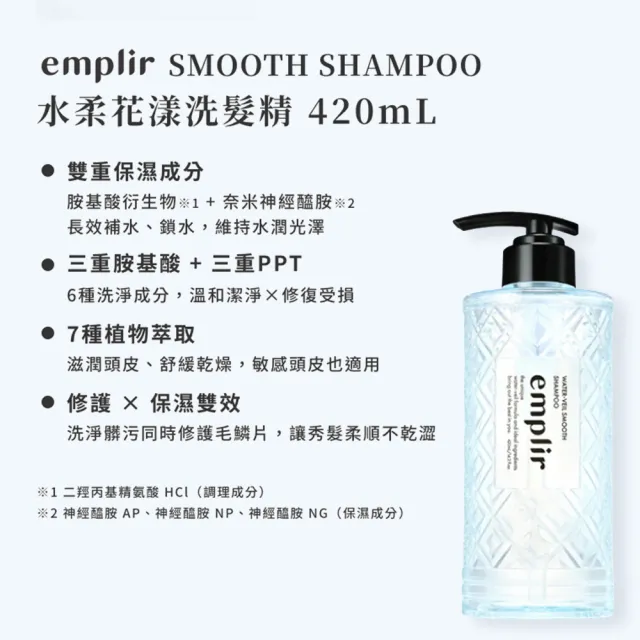 【emplir】安珀麗水柔養護3件組(洗髮精+護髮素+護髮乳)