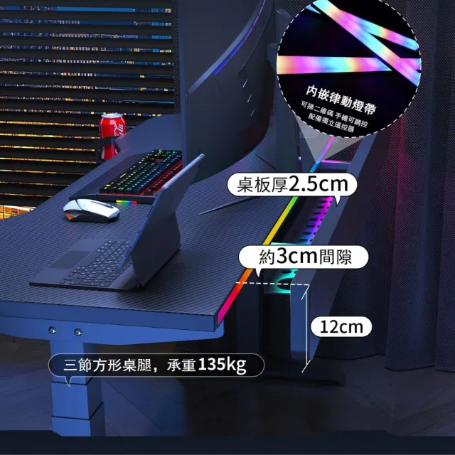 【C&D】殿堂級電動升降桌-12075款碳纖維桌板賣場(桌腿需另外選購)