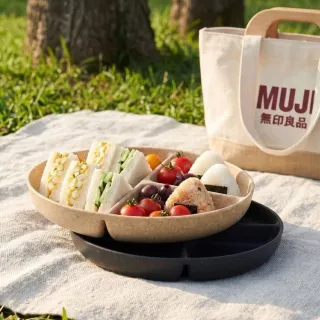 【MUJI 無印良品】再生環保材質分隔盤兩入組 微波碗 211餐盤 環保材質