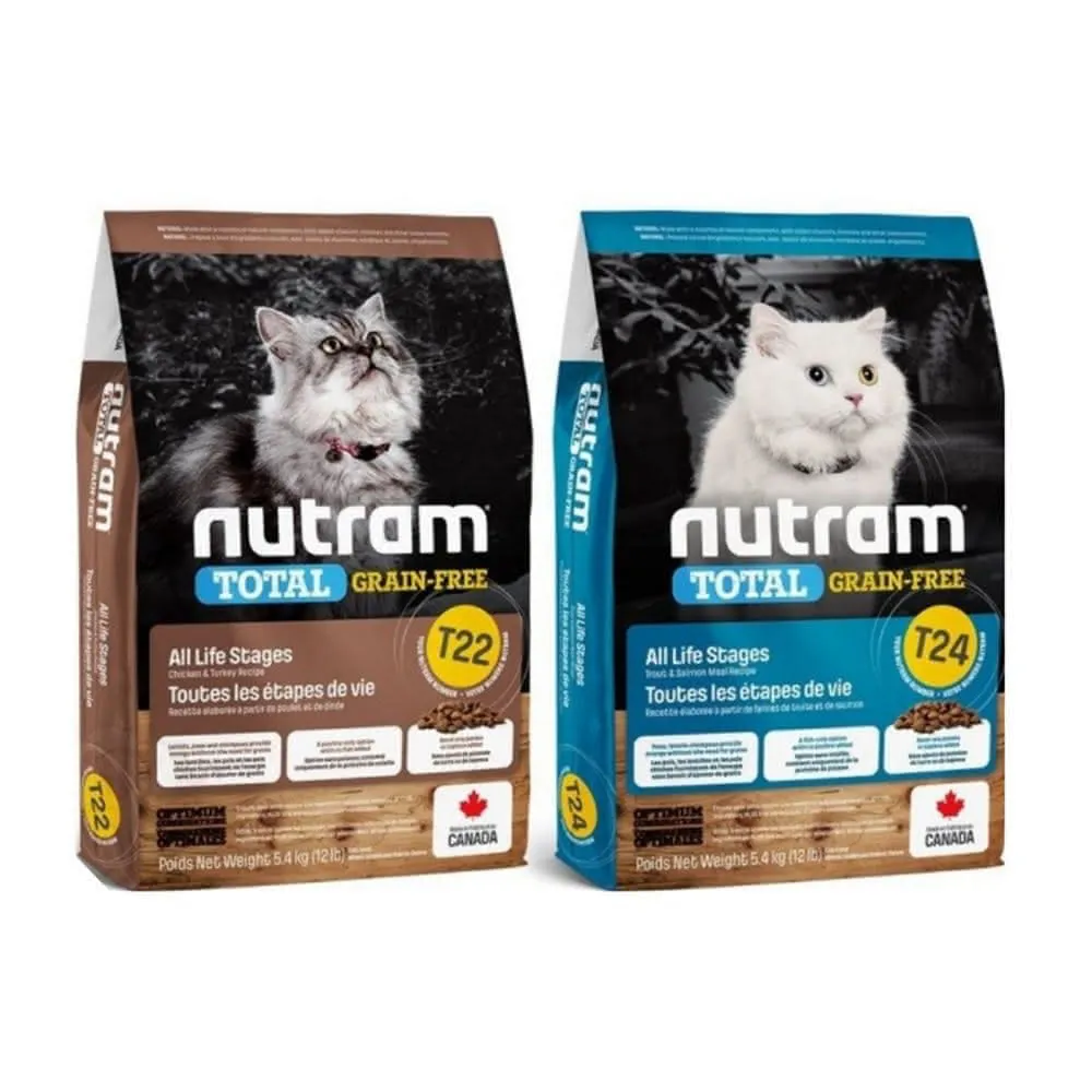 【Nutram紐頓】T22/T24無穀全能系列貓飼料5.4kg/12lb(火雞/鮭魚、貓糧)