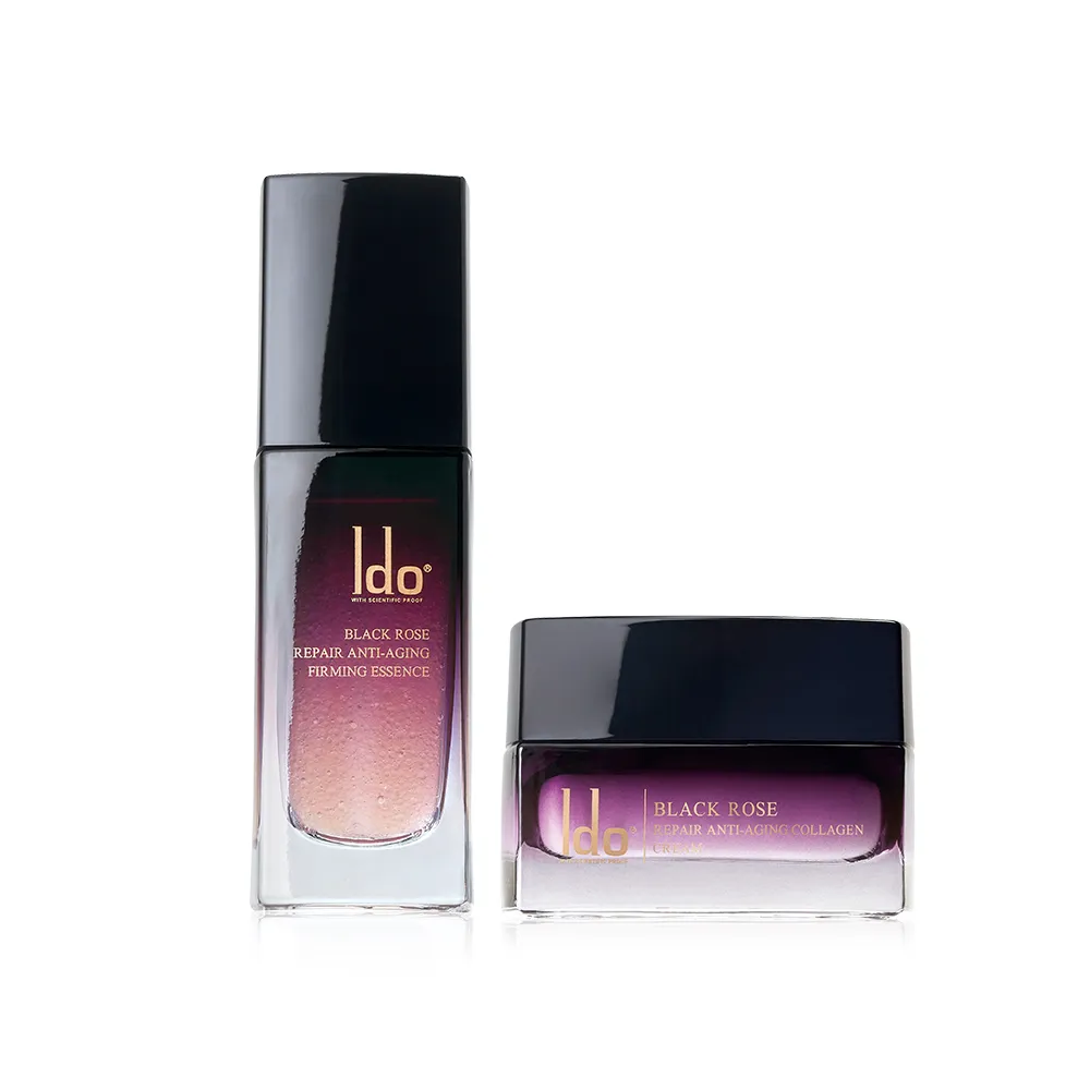 【Ido 船井醫朵】黑玫瑰抗老乳霜50ml+黑玫瑰緊膚金萃30ml(彈嫩透亮/厚敷撫紋/全效抗老組)