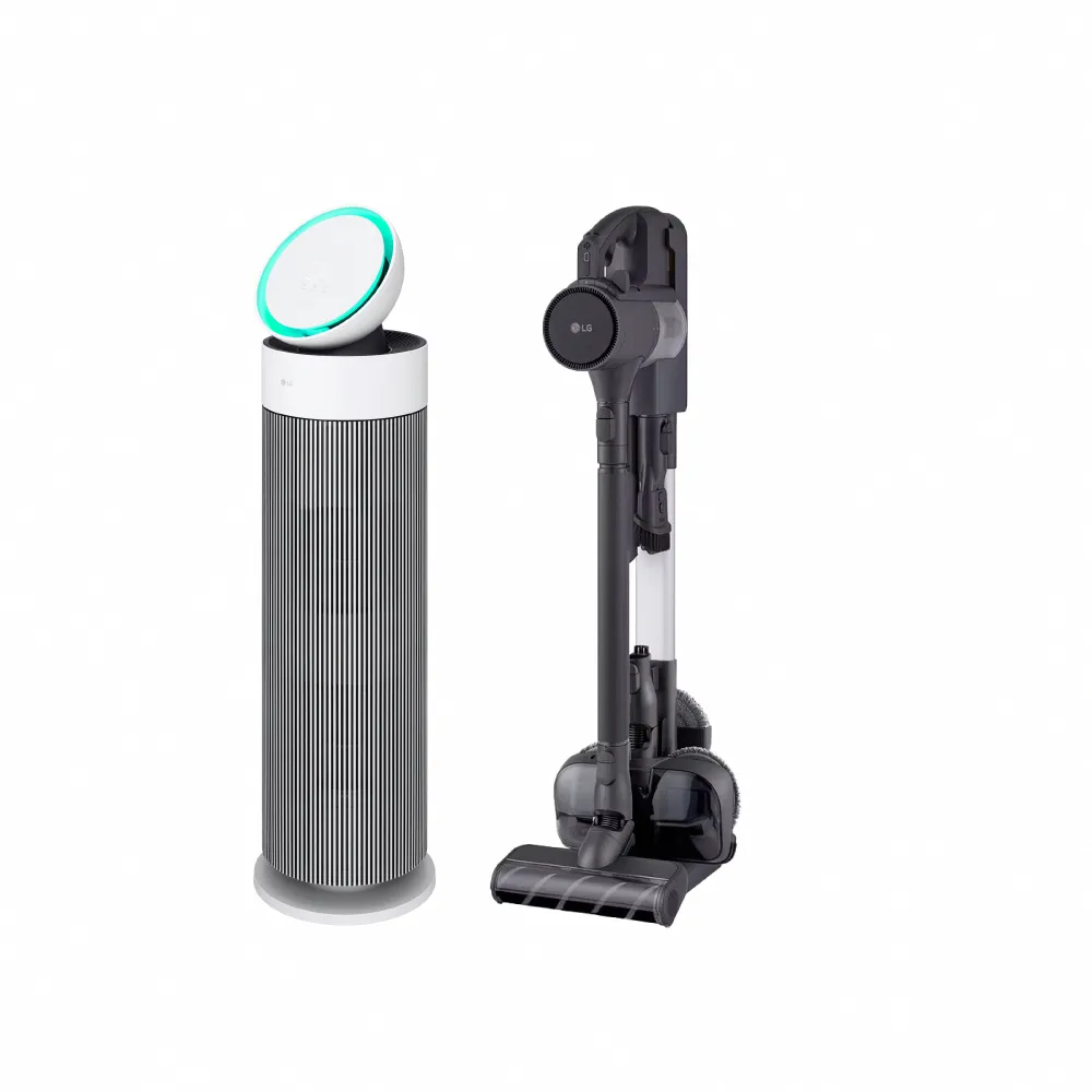 【LG 樂金】高效淨化組 雙層360循環扇空氣清淨機+A9K+濕拖無線吸塵器(AS551GW60/A9K-MAXMOP3)